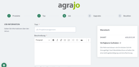 Job anlegen auf agrajo.com
