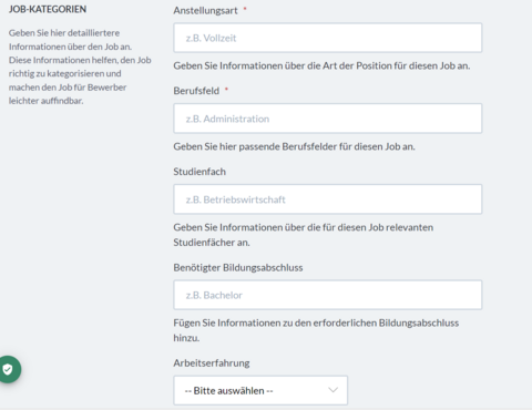 Jobkategorie anlegen